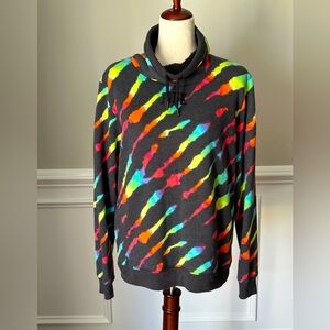 Victoria's Secret Pink Rainbow Animal Print Sherpa Lined Cowl Neck Pullover XS